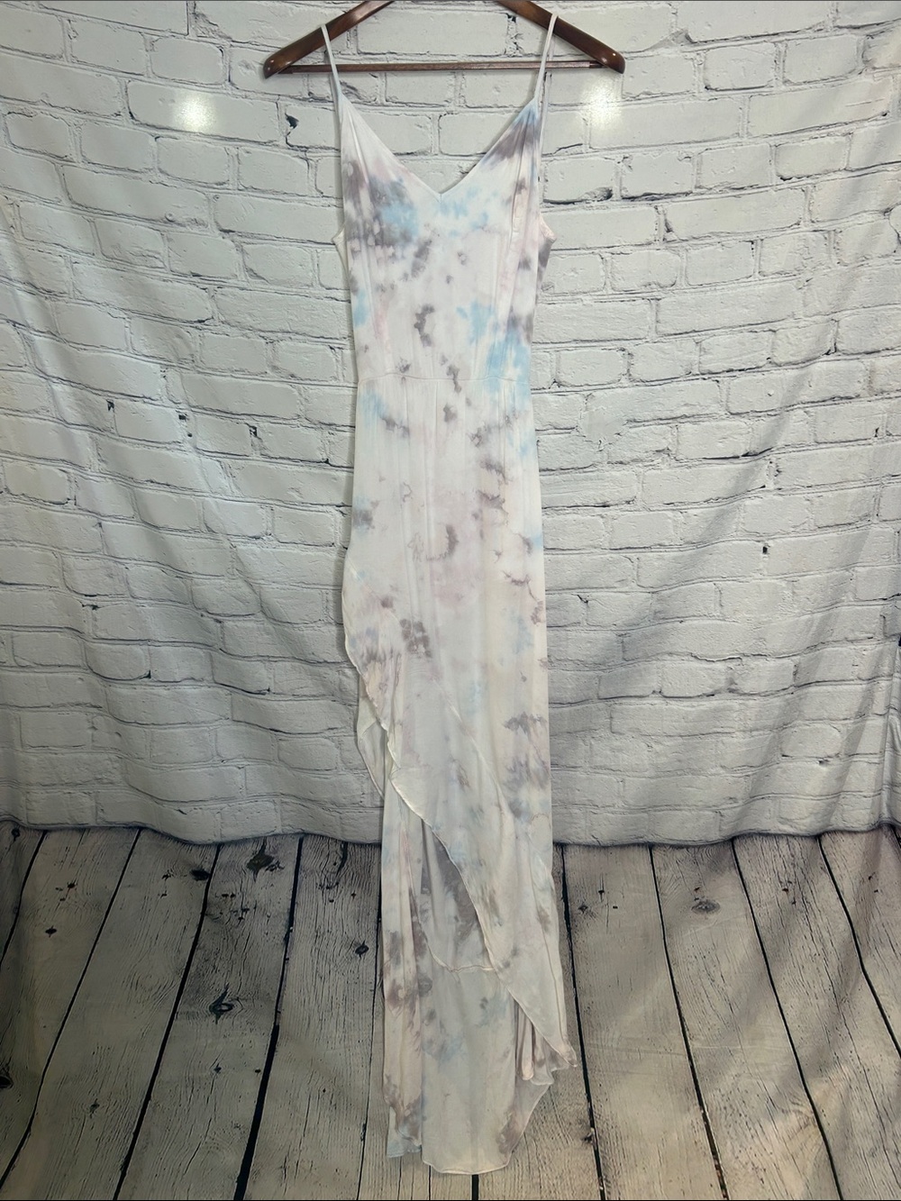 YFB Light Tie-Dye Slip Maxi Dress in Pastel Blue & Gray Size Medium